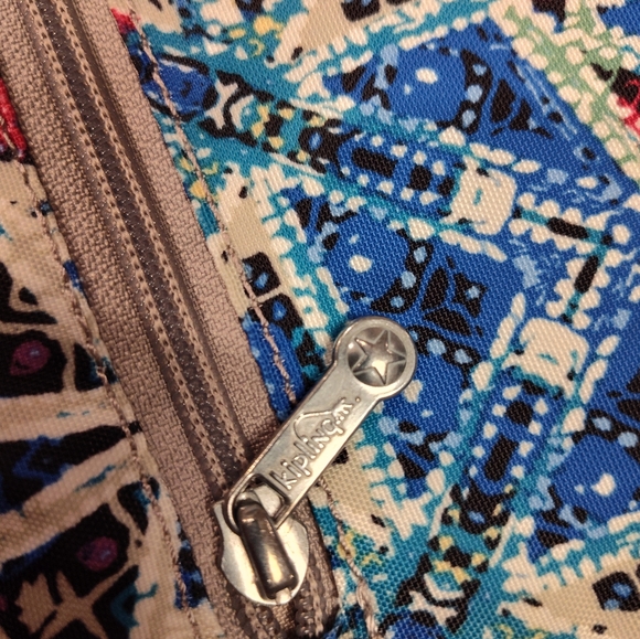 EUC. Kipling Alvar colorful geometric print + Monkey "Nathan" bag charm. RARE - Picture 5 of 9